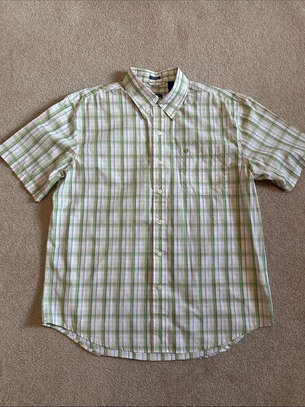 Men's Izod Green Plaid Short-Sleeve Button-Down Shirt